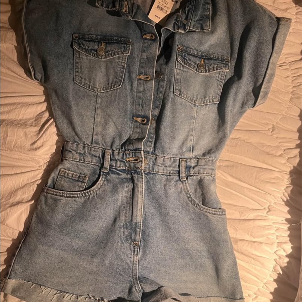 Cotton On Blue Denim Overalls with Relaxed Fit